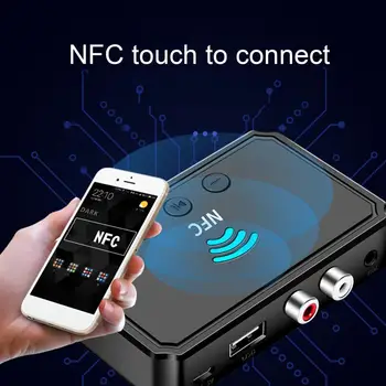 Беспроводной приемник с высокой точностью и стабильным выходом 2 в 1 NFC RCA AUX3,5 мм, Bluetooth-совместимый аудиоадаптер без барьеров 5,0