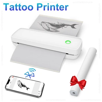 Беспроводной принтер трафаретов для переноса татуировок Термопринтер формата А4, Мини-принтер без чернил USB Bluetooth, мобильный дорожный принтер с термобумагой