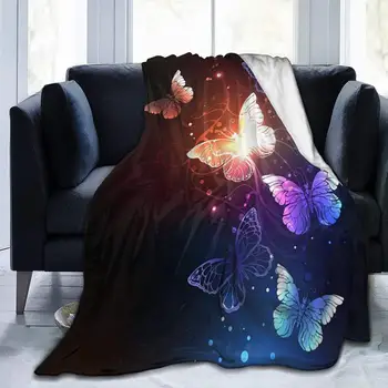 Блестящая бабочка, мягкое одеяло, Легкое фланелевое флисовое одеяло для дивана-кровати, Диван для путешествий, Кемпинг для детей