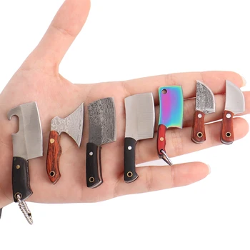 Брелок для ключей с ножом, кухонный мини-размер, портативный EDC, карманный нож для письма с фиксированным лезвием, инструмент с рисунком, брелок для ключей, подарок