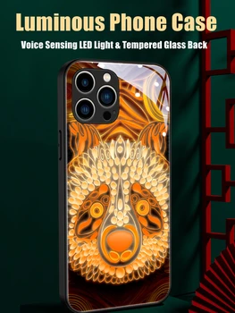 Будда 7 Цветов Светодиодный Светящийся Чехол Для Телефона из Закаленного Стекла для Xiaomi 11 12 13 Mix 2 3 4 Redmi K50 K60 Pro Lite Ultra