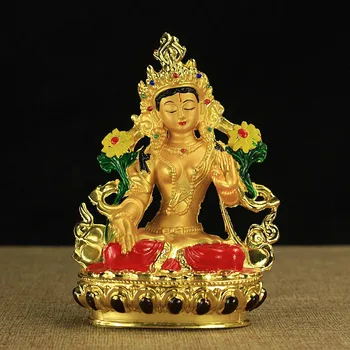 Буддийский сплав Металла Изысканного цвета, Эффективная Тибетская Статуя Бодхисаттвы Белой Тары, Позолоченная Статуя Будды, Украшения