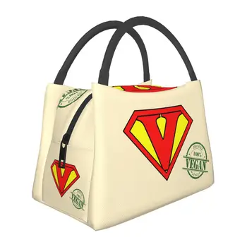Вегетарианская Сертифицированная 100% Веганская сумка для ланча, Портативные Изолированные холщовые сумки-холодильники, Веганский школьный ланч-бокс