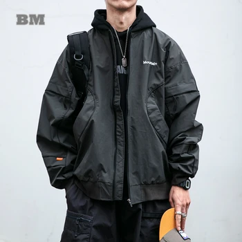 Весенняя Корейская уличная винтажная куртка высокого качества, Мужская одежда, Японская уличная одежда, Мешковатая бейсбольная форма, повседневное пальто Harajuku