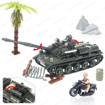 Военная модель Истребителя танков SU-85 Строительный блок, Собранные Фигурки Второй мировой войны, Модель Артиллерийской машины в Советском Стиле, Подарок для ребенка, игрушка для мальчика