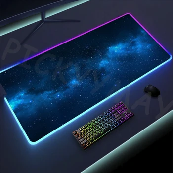 Вселенная RGB Игровой коврик для мыши Космические коврики для мыши Светодиодные Большие коврики для геймерской мыши XXL Клавиатуры Со светящимся настольным ковриком Коврик для мыши с подсветкой