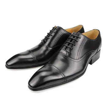 Всесезонная модная Элегантная стильная мужская обувь, офисные формальные Оксфорды из натуральной кожи для мужчин с бесплатной доставкой, цвета Хаки, черный