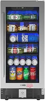 Встроенный мини-холодильник для еды и напитков размером 3 кубических фута с 3 стеклянными полками, Дверцей из нержавеющей стали, светодиодной подсветкой для дома, Офисный