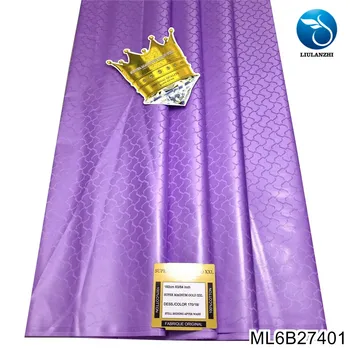 Высокий и Великолепный Сиреневый Цвет Удобная Ткань Bazin Riche Парчовая Кружевная ткань 5 метров Кружевного вечернего платья ML6B274