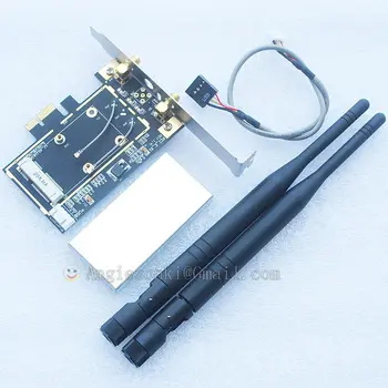 Высококачественный Mini PCI-e для PCI-e 1x 16x U.FL (IPX) + 2шт антенна 6 дБ для адаптера RP-SMA для беспроводной Wifi Bluetooth карты XP