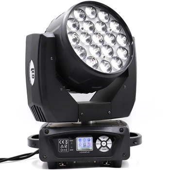 Движущийся головной светильник Zoom Beam Wash мощностью 19x15 Вт для эффекта сценического освещения со светодиодом RGBW 4в1 и управлением DMX на дискотеке Dj и в ночном клубе