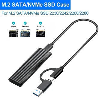 Двухпротоколный корпус SSD M2 NVMe/SATA 10 Гбит/с для жесткого диска M.2 NVME NGFF SSD к USB 3.1 Корпус от Type-C до Type-A для жесткого диска M.2