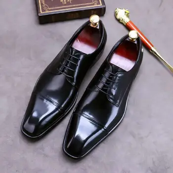 Деловые Вечерние Черные Кожаные Туфли; Мужские Модные Повседневные Модельные Туфли; Классические Итальянские Официальные туфли-Оксфорды Для Мужчин; Zapatos Hombre