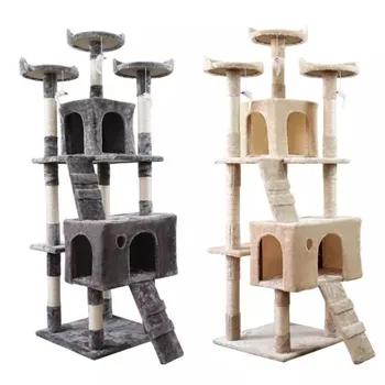 Деревянные кошачьи башни для большой кошки со стабильной платформой для прыжков, Когтеточка, Центр активности 