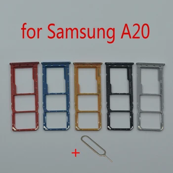 Держатель слота для Лотка SIM-карты Samsung A20 Galaxy A205 A205F A205FN A205G A205GN Оригинальный адаптер для телефона Micro SD Card Repair Part
