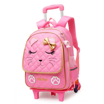 Детская школьная сумка на колесиках, Школьный рюкзак для девочек, Студенческий рюкзак, сумка-тележка на колесиках, детские Дорожные сумки для подростков