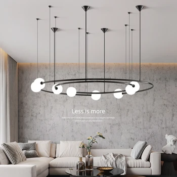 Дизайнерская люстра в стиле постмодерн с кольцевым стеклянным шаром в скандинавском стиле для гостиной, спальни, дома, геометрические светильники
