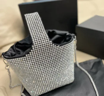 Дизайнерские женские сумки-мессенджеры со стразами, роскошная сумка через плечо, высококлассный клатч для ужина, сумка для вечеринки, металлическая цепочка для женщин