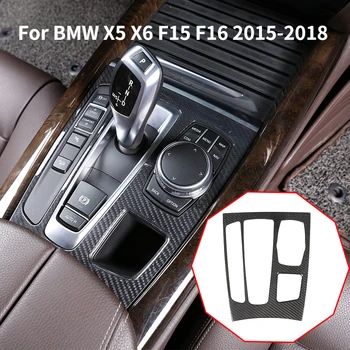 Для BMW X5 X6 F15 F16 2015-2018 Автомобильные Аксессуары Интерьер Центральная Панель Переключения Передач Крышка Рамка Отделка Для LHD Из Настоящего Углеродного волокна Q2