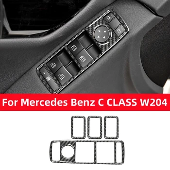 Для Mercedes-Benz C-Class W204, панель кнопок управления подъемом стекол автомобиля, наклейка из углеродного волокна, отделка рамы, Аксессуары для интерьера автомобиля