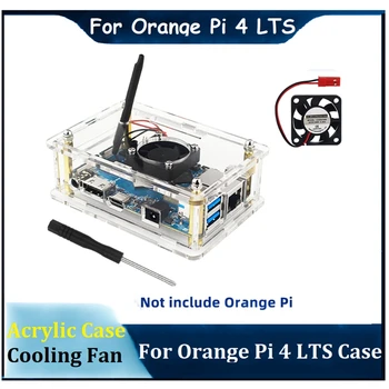 Для Orange Pi 4 LTS Акриловый чехол Прозрачная коробка с отверткой для вентилятора Для Orange Pi 4 LTS OPI 4LTS