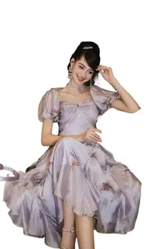 Женская одежда 2023 года - Новое летнее кружевное платье с листьями лотоса! 0729