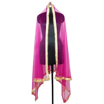 Женская сетка из Дупатты, расшитая бисером, с золотой каймой, Индийская праздничная одежда, Палантин, шарф-Чунни
