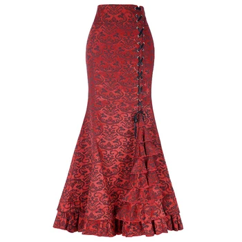 Женская средневековая ретро готическая юбка с кружевными оборками, многослойные юбки для косплея в стиле панк-Лолиты, костюмы, вечерние платья