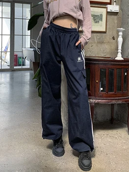 Женские брюки-карго ADAgirl, Мешковатые модные прямые женские джоггеры Y2k, широкие брюки с боковыми карманами в стиле хип-хоп