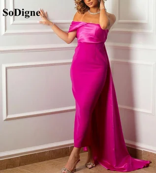 Женские вечерние платья-русалки от SoDigne Arabric из тафты Длиной до щиколоток, выпускное платье на одно плечо, фиолетовые вечерние платья