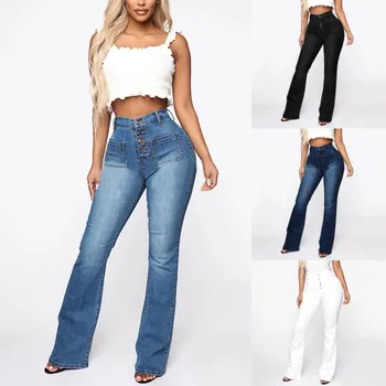 Женские джинсы LIBIELIY с высокой талией, Расклешенные джинсы со средней талией, Эластичные узкие брюки, Джинсовые брюки, расклешенные джинсовые брюки, джинсы