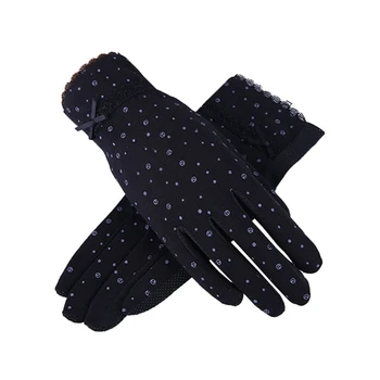 Женские перчатки для вождения Лето Осень Дышащие стрейчевые перчатки с сенсорным экраном Солнцезащитные перчатки с защитой от ультрафиолета, устойчивые к скольжению, Черный, розовый