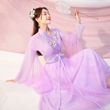 Женское Китайское представление для традиционных танцев Ханьфу, Костюм Принцессы Хань, Платья Фей Восточной Династии Тан
