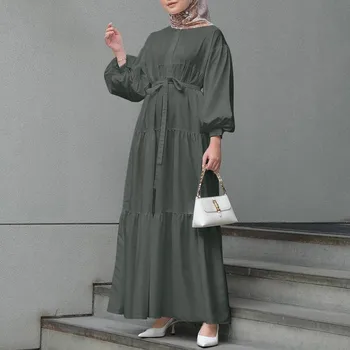 Женское Мусульманское платье Wepbel Abaya, Модное Мусульманское платье с Длинным рукавом, Кафтан, Весенний Однотонный Дубайский Турецкий Халат, Платье-Хиджаб, Кафтан