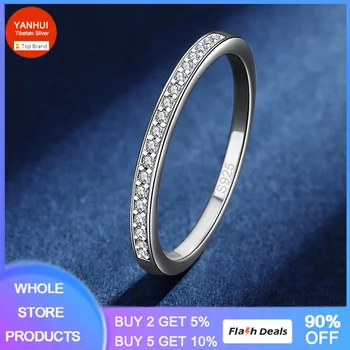 Женское обручальное кольцо хорошего качества с кубическим цирконием, обручальное кольцо на вечность, настоящее тибетское серебряное обещание, Юбилейные кольца R012
