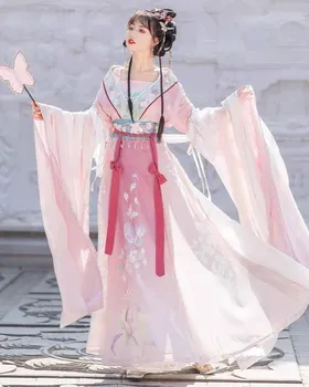 Женское платье Hanfu с древней китайской традиционной вышивкой Hanfu, Женский костюм Феи для Косплея, Летнее фиолетовое платье Hanfu