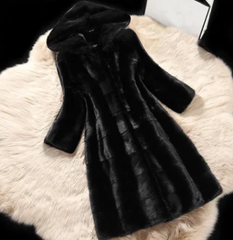 Женское Цветное Повседневное пальто из искусственного меха с капюшоном, Женская Осенне-Зимняя Элегантная Розовая Теплая мягкая верхняя одежда, куртка Оверсайз