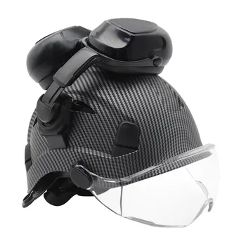 Защитный шлем с защитными очками и наушниками Конструкция CE ABS, каска с козырьком, защитная рабочая спасательная кепка, альпинистские шлемы