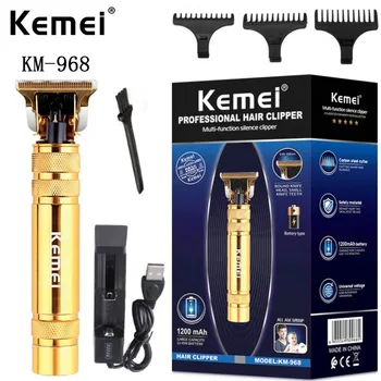 Золотая машинка для стрижки волос Оптом Kemei KM-968 Мужская профессиональная USB перезаряжаемая электрическая машинка для стрижки