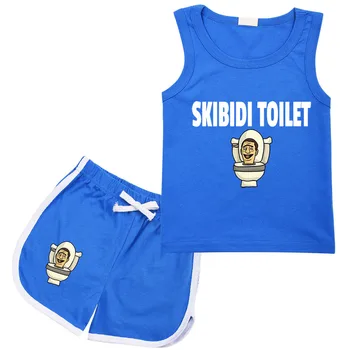 Игра ужасов Skibidi, Туалетная одежда, детский летний спортивный костюм, жилет без рукавов для мальчиков, шорты, костюм из 2 предметов для маленьких девочек, повседневные комплекты для бега трусцой