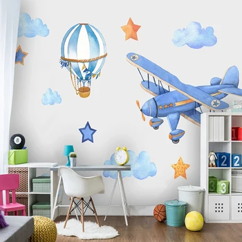 Изготовленная на заказ Настенная роспись 3D с ручной росписью, Мультяшный Воздушный шар, Самолет, Детская комната, Фон для фотобумаги Papel De Parede