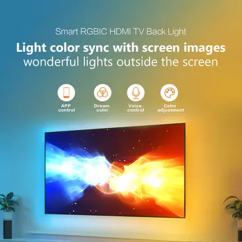 Интеллектуальное приложение Graffiti TV, светодиодная лента HDMI с синхронизированным фоновым освещением и красочной атмосферой голосового управления