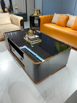 Итальянский роскошный чайный столик из цельного дерева, ТВ-шкаф, гостиная, изысканная вилла, простая новая мебель, шкафчики из нержавеющей стали
