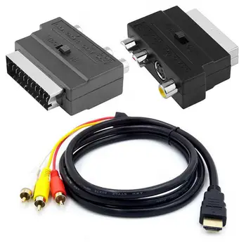 Кабель-адаптер Конвертер 3 входных порта 1,5 М HDMI-совместимый штекер на 3 RCA Scart Аудио Видео HD-RCA для HDTV