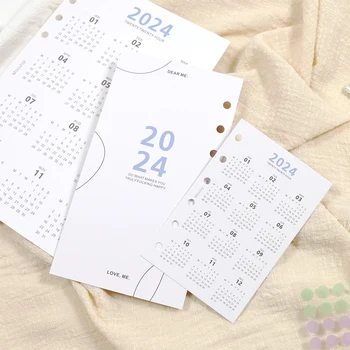 Календарь на 2024 год A5 A6 A7, календарь для ноутбука, минималистичный титульный лист, внутренняя страница календаря, вкладыш, бумажная основа, аксессуары