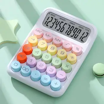 Калькулятор в стиле пишущей машинки Круглая кнопка Большой экран Портативный Простой в использовании калькулятор для офиса Школы дома