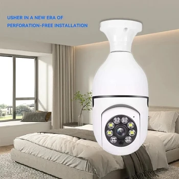Камера наблюдения с лампочкой Ночного Видения Полноцветный Автоматический Зум для отслеживания человека Внутренний монитор безопасности Wifi Камера