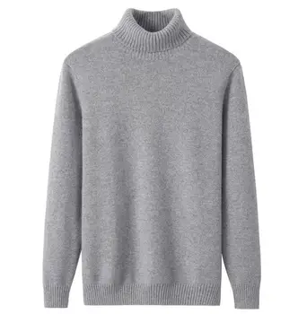 Кашемировый свитер мужской толстый зимний из грубой шерсти, водолазка с 7-контактным воротником, теплый