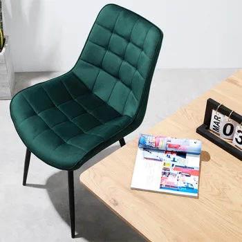 Квадратный стул для чили, 1 шт., с черными металлическими ножками, зеленое велюровое сиденье, современный дизайн 46x55x89 см