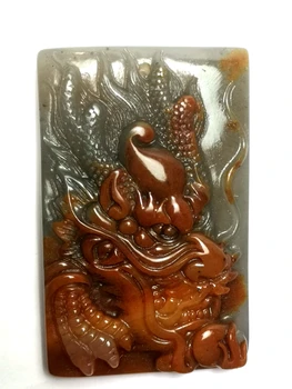 Китайское 100% натуральное нефритовое ожерелье с подвеской из статуи Дракона ручной работы